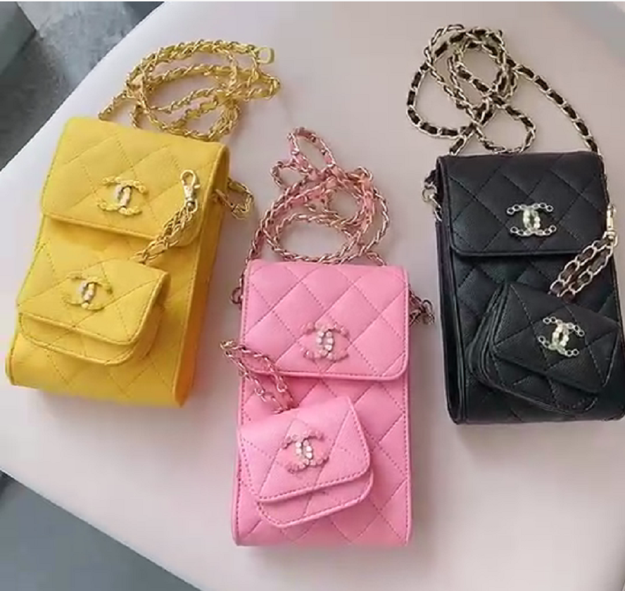 ST139 Chanel phone case wallet  bag +Airpods bag have pink